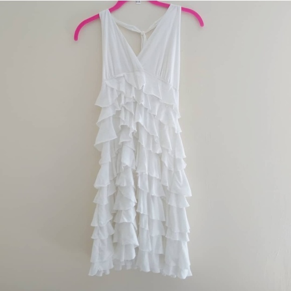 Express Dresses & Skirts - Express White Ruffle Halter Bodycon Dress